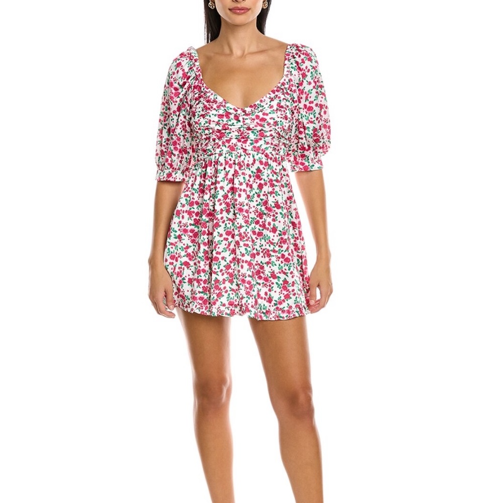 70/21 Bubble Sleeve Retro Print Mini Dress NWT